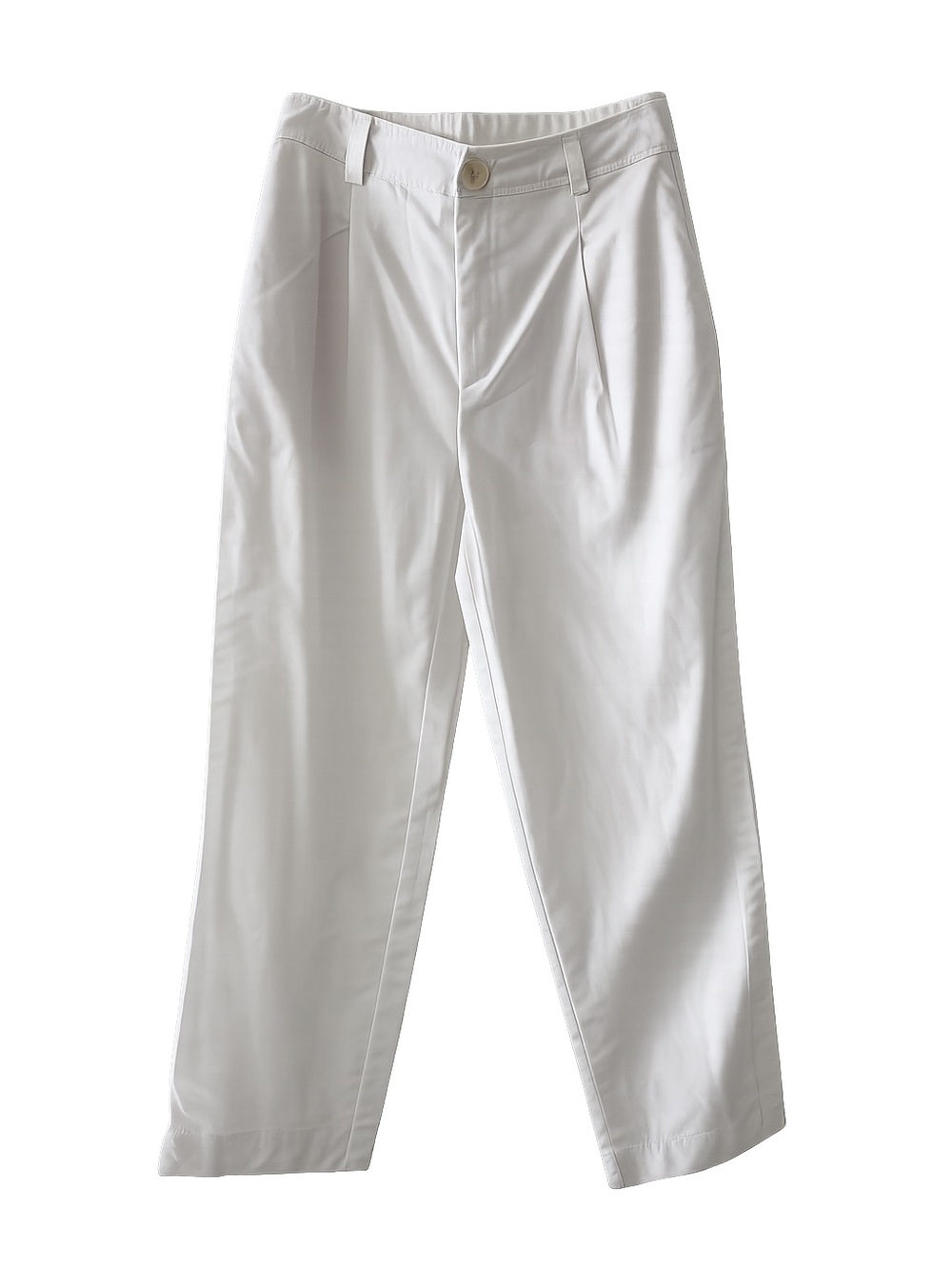 Stradivarius White Cotton Pleated Wide Leg Chino Pants size 6